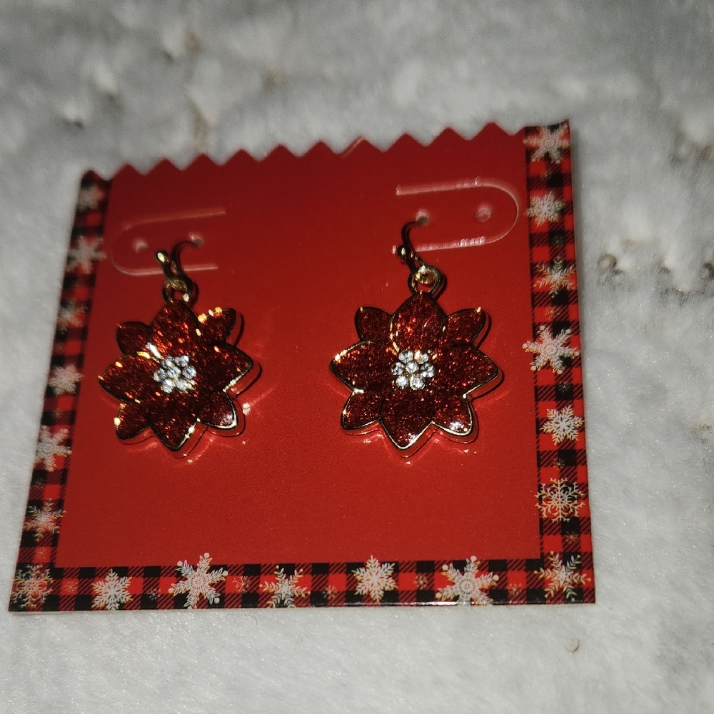 Elegant Red Floral Earrings